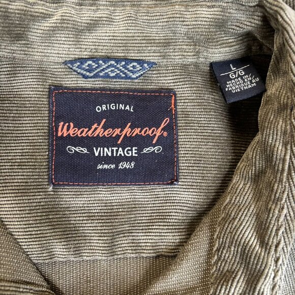 Weatherproof Vintage Corduroy Button Up Shirt Large Green Soft Microfiber Pocket - Picture 7 of 9